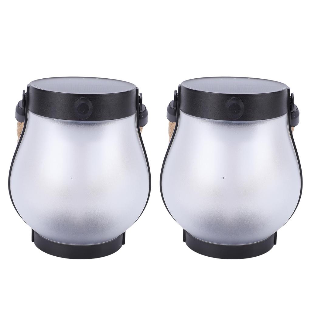 2pcs Solar Lantern Outdoor Lights Solar Powered USB Rechargeable Outdoor Lanterns with Realistic Flickering Fire Hemp