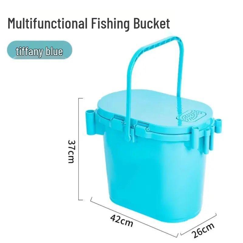 26L Oval Multi-Functional Hard Shell Fishing Bucket & Seat for Raft, Stream, and Ice Fishing.