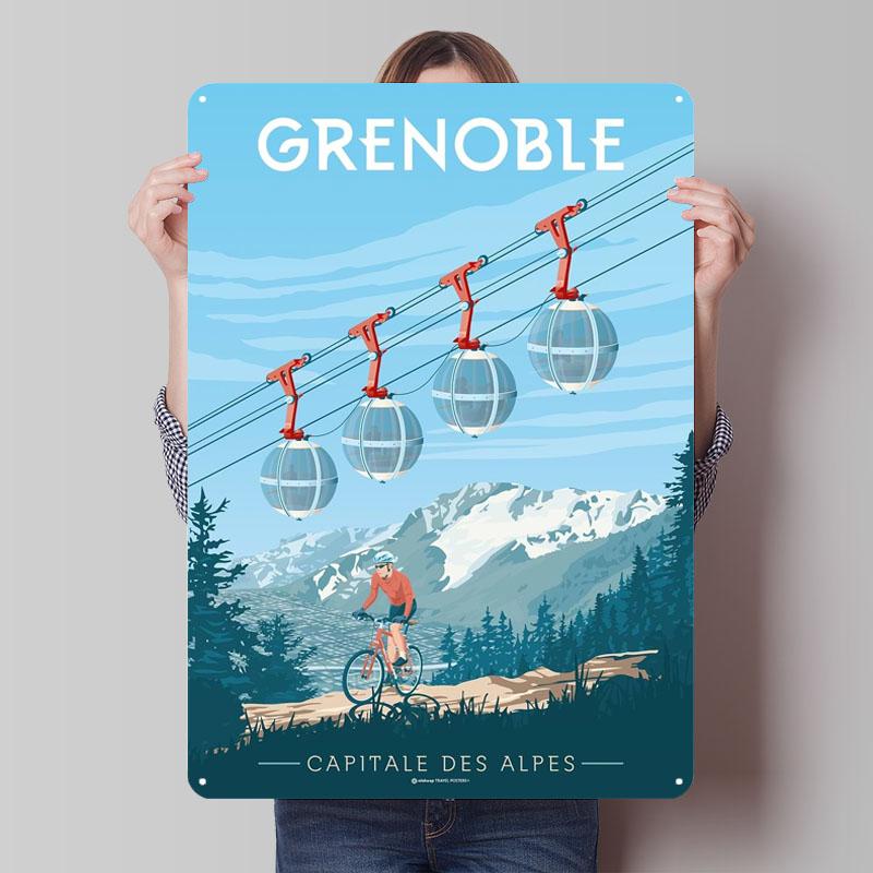 

Grenoble Gamer Room Decoration Capital of the Alps Tinplate Signs Travel Poster Custom Metal Sign for Wall Art Decoration Retro 7.9x11.8In(20x30cm)