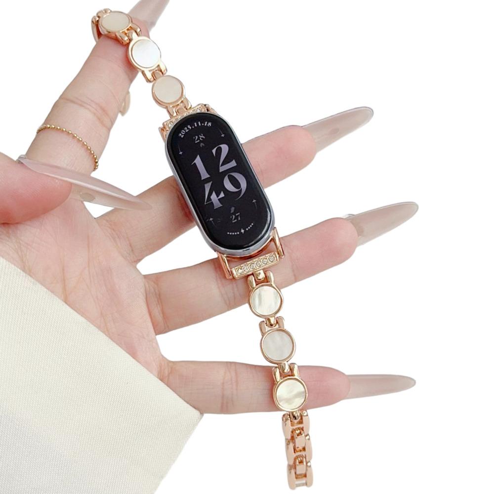 Luxury Pearl Watch Bands for Xiaomi Mi Band 10 9 8 Wristbands Redmi Watch 4 5 6 Link Metal Straps for Mi Band 8Pro 9Pro Correas