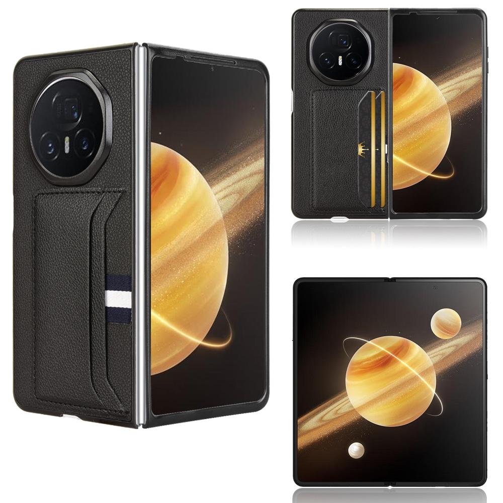 Für Honor Magic V3 5G Hülle Kartenhalter Litschi-Textur Leder+PC Falthandy-Hülle