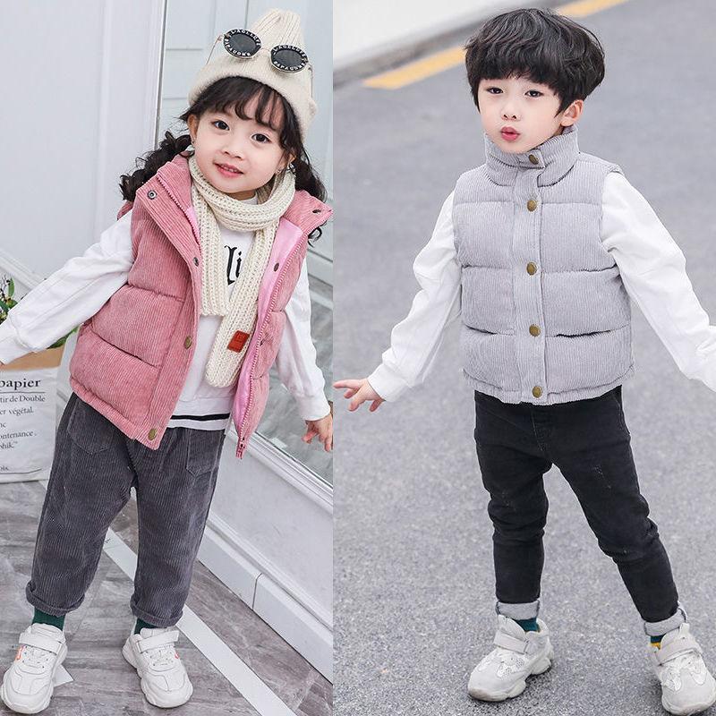 Children's Vests for Boys and Girls Are Thickened To Keep Warm and Wear Corduroy Autumn and Winter Cotton Vests, Baby Outer Tower Waistcoat Vests