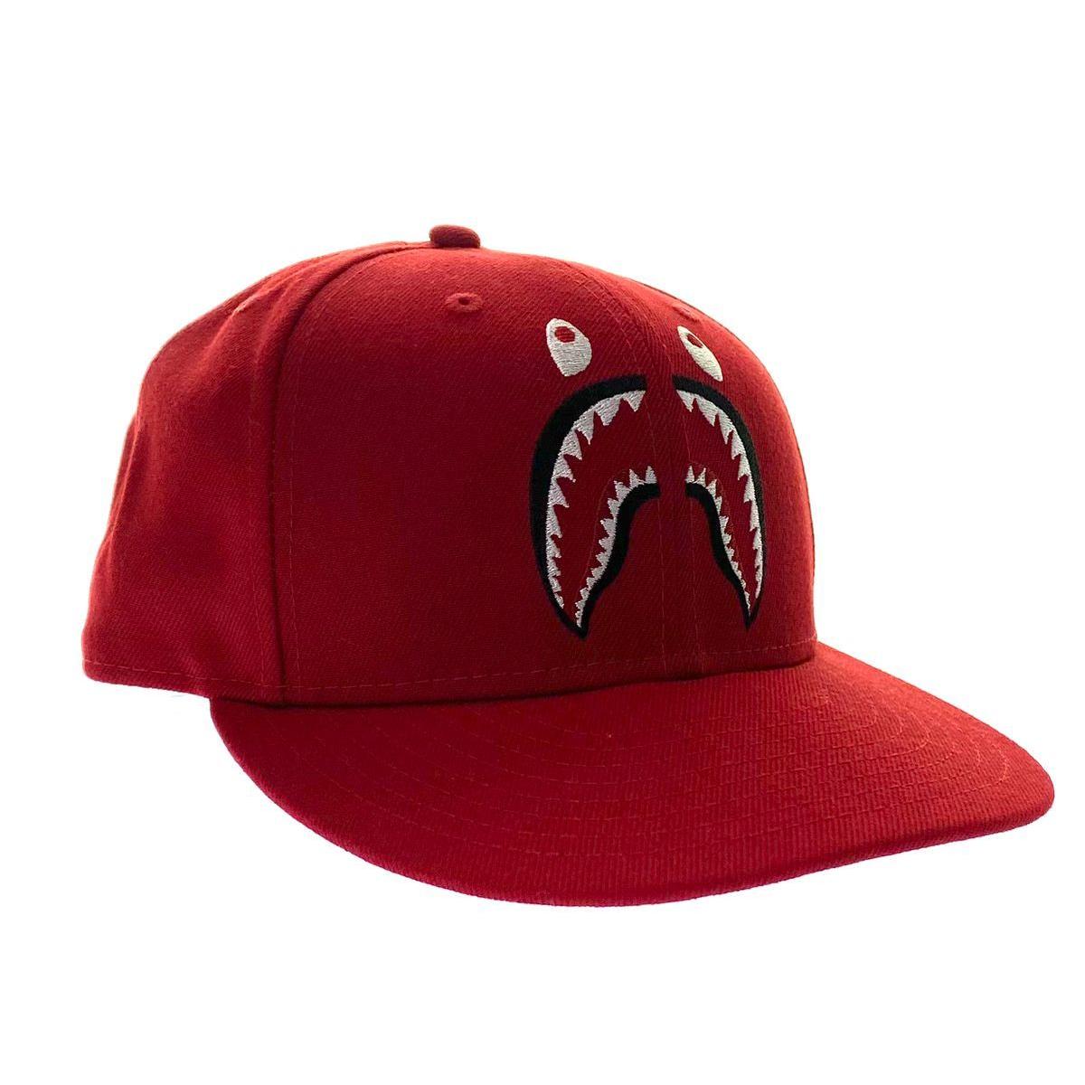 Used A BATHING APE New Era 59FIFTY shark Cap Red Red 7 3/4 size