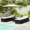 Day and Night - Day and Night Garden Loungers and Table 3 Pieces Black Synthetic Rattan