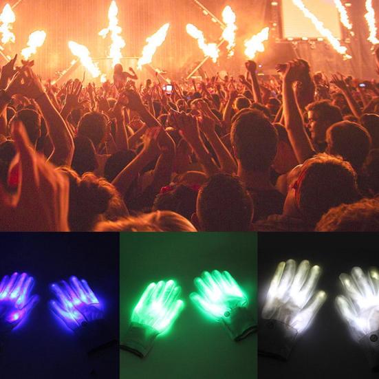 1 paio di guanti con dita illuminate a LED Decorazioni per la danza del costume di Natale di Halloween