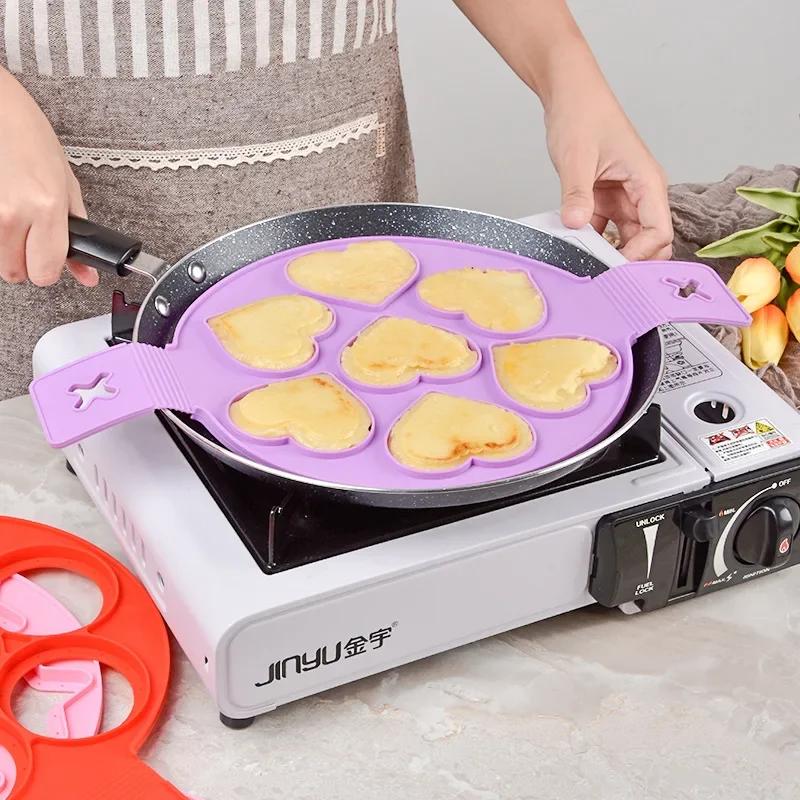 4/7 Holes Egg Pancake Maker Non Stick Silicone Mould Kitchen Baking Omelet Moulds Flip Cooker Egg Ring Egg Mold Baking Accessory