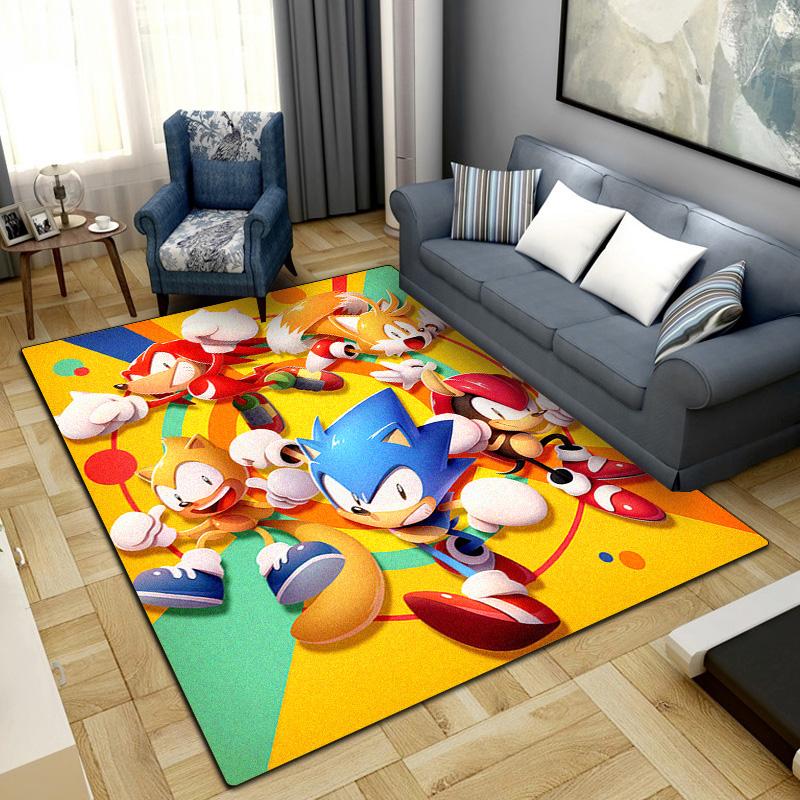 Cartoon Sonic Hedgehog Rug for Home Decoration,Washable Non-slip Large Rug Floot Mat LXRa35