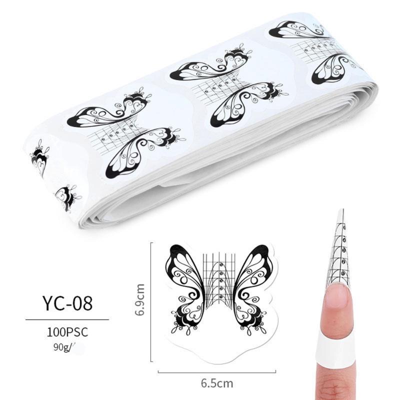 100 Pcs / Set Nail Holder Phototherapy Extension Butterfly Square Paper Holder Manicure Tool