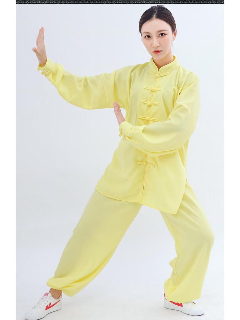 Men's and Women's Bamboo Linen Tai Chi Suit - Long Sleeve Morning Exercise and Performance Wear