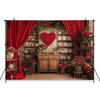 Valentine's Day red rose heart-shaped wooden cabinet banner shooting Backdrop, Valentine's Day adult portrait shooting Backdrop10