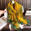 Lightweight Through Silk Scarf Women Foulard Thin Stoles Beach Travel Tippet Floral Long Veil Luxury Scarves Soft Premium Pareos