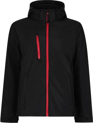Professional Venturer 3-layer, Printed Softshell Jacket with Hood for Men (TRA701) Black Classic Red