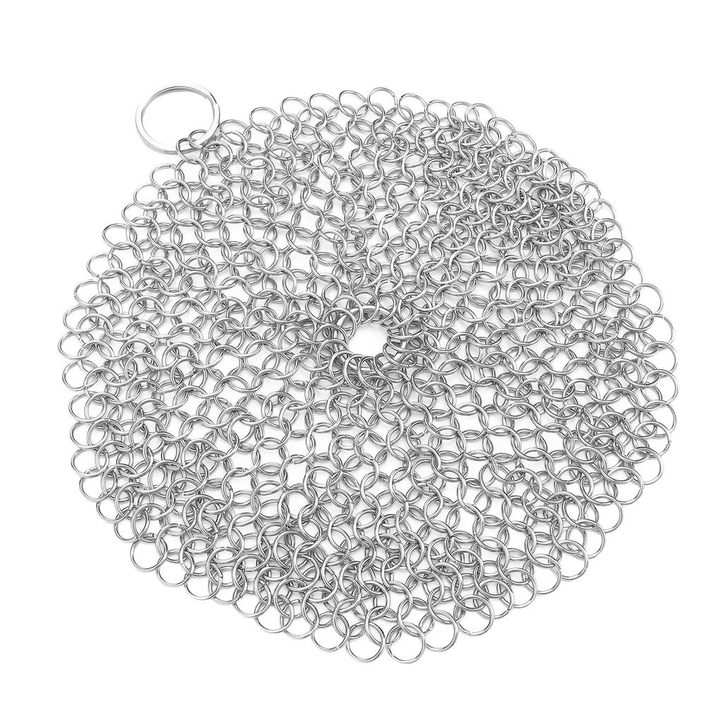 Stainless Steel Cast Iron Cleaner 316 Chain Mail Scrubber for Pre Seasoned Pan Ovens Waffle Pans Scr
