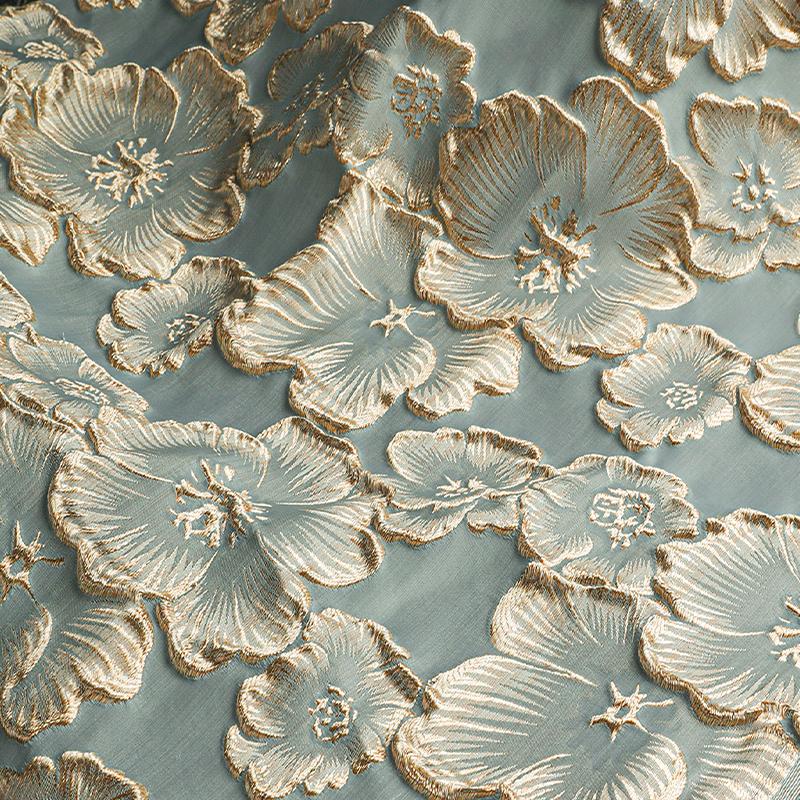 

50x145cm Golden Silk Plum Blossom 3D Jacquard Fabric Embossed Texture Embroidery Chinese Style Cheongsam Dress Sewing Material 50x145cm