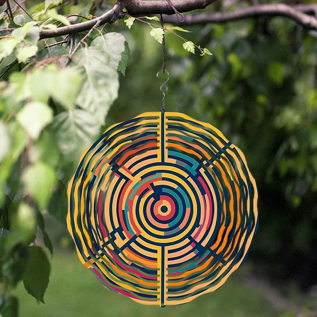 10 Zoll Hängender Windspinner Metallkunst Windspiel mit Labyrinth-Design 360° Drehend für Outdoor Garten Balkondekoration Geschenk für Freunde Familie für alle Jahreszeiten