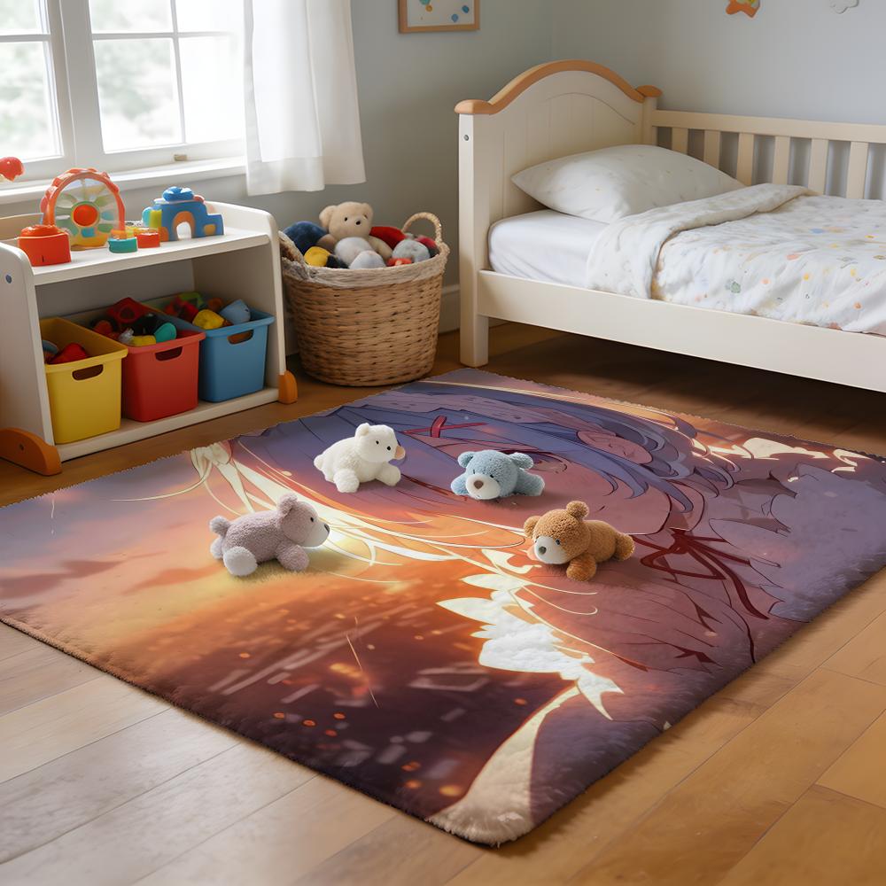 Fußmatte Weicher Flanellteppich Rutschfeste Saugfähige Matte für Badezimmer Schlafzimmer Heimdekoration Anime RE ZERO Hängend Bohemian