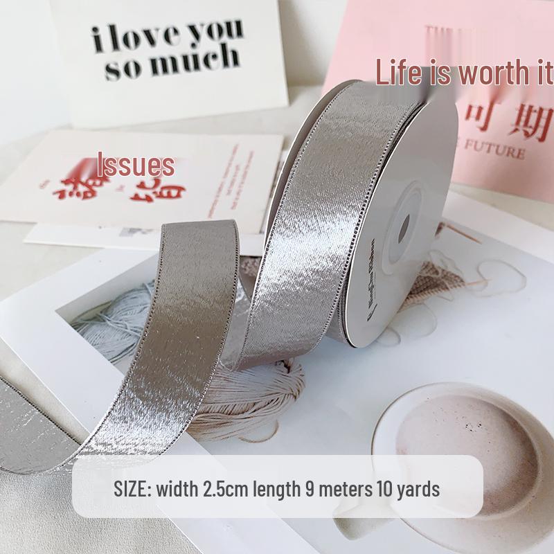 2.5cm Thick Bright Double-Sided Satin Ribbon for Gift Wrapping, Bouquet, Decoration, Baking, DIY, and Floristry.