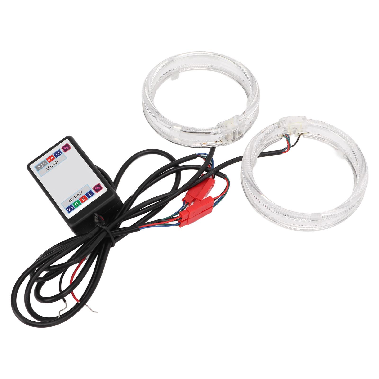 2 шт. светодиодные фонари «ангельские глазки» многоцветные 80 мм 9–36 В управление через приложение многофункциональные фары кольца-галогенки лампа