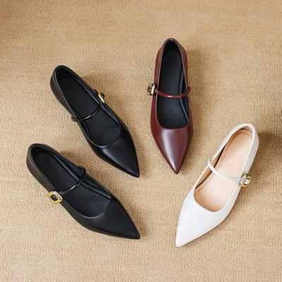 French Retro Inner Height Increase Mary Jane Women's Spring New Versatile Pointed Commuting Fashion Evening Grandma Shoes