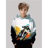 Boys' Motorcycle Hoodie, Ideal Gift for Young Riders, Dynamic Print Design, Sports Enthusiasts