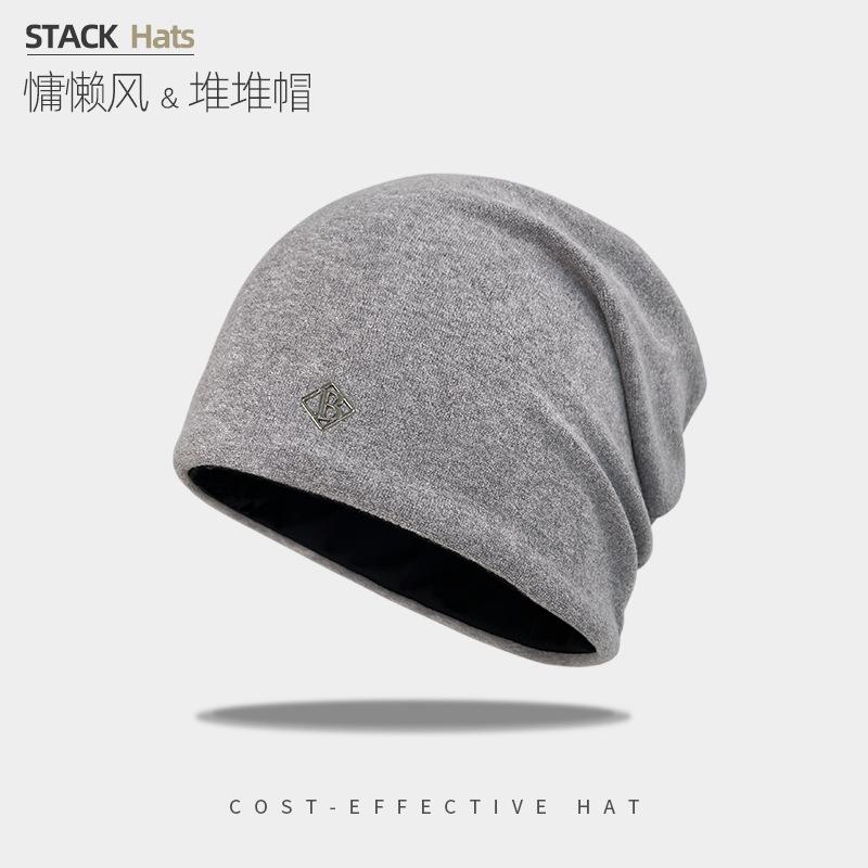 Metal Label Small Pile Hat Seasonal Cold Protection Confinement Hat Warm Ear Protection Big Head Circumference Showing Face Small Pullover Hat