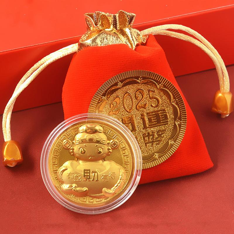2025 Jahr der Schlange Glücksgoldmünze Gedenkmünzen Chinesisches Sternzeichen Abzeichen Sammlerstücke Gedenkmünzen