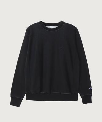 CHAMPION Reverse Weave Loose Fit Stitch Crew Neck Sweatshirt Off Black