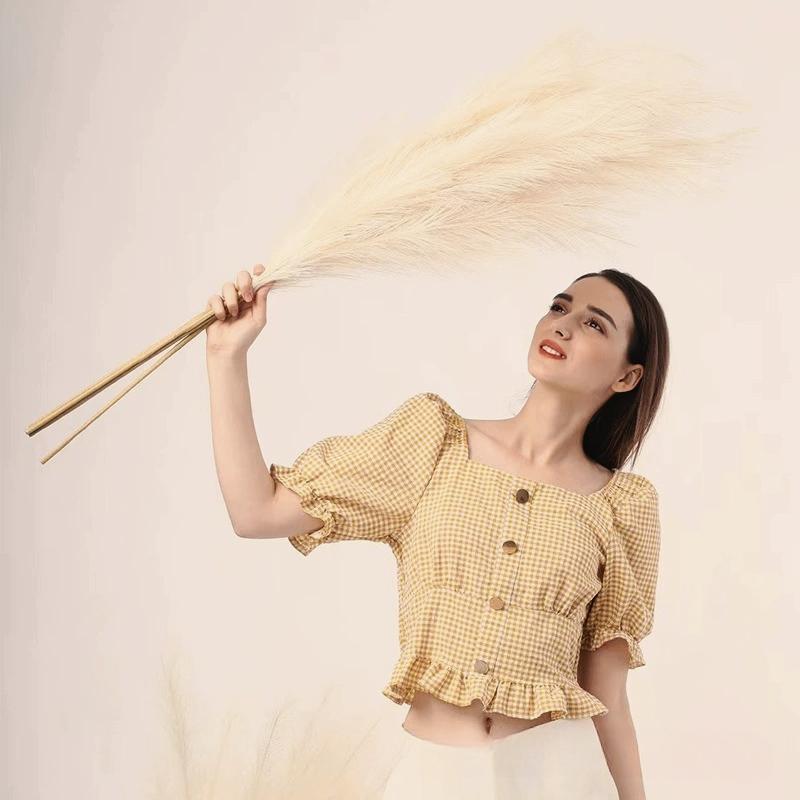 5pcs Extra Large Pampas Grass Stem 120cm Artificial Silk Flower Fluffy Faux Reed Boho Home Wedding Decoration