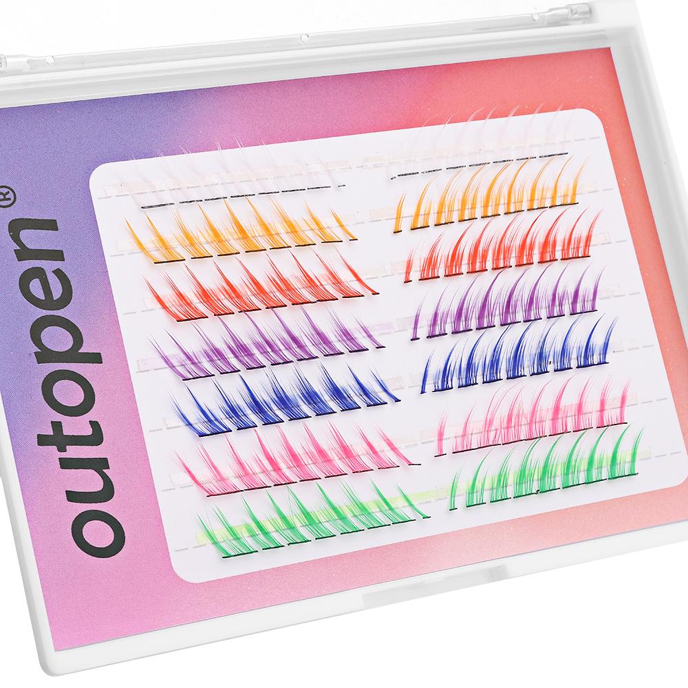 140 PCS Mixed Colors Colored Lashes Extensions Individual DIY Lashes Cluster Eyelashes Women