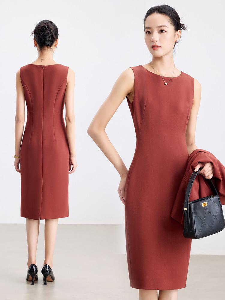 Women s 2025 Sleeveless Slim Fit Mid-Length Professional Dress XXL