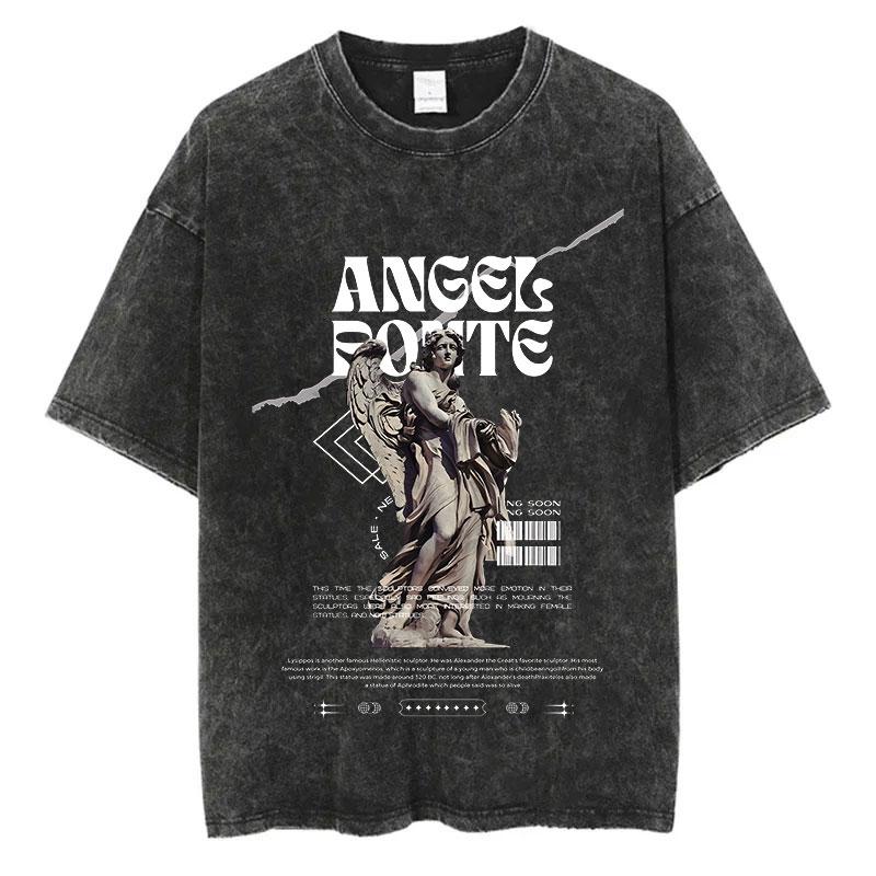 Summer Washed T Shirt Retro Hip Hop Streetwear Men Women Casual T-shirt Short Sleeve Vintage Black Acid Wash Clothes