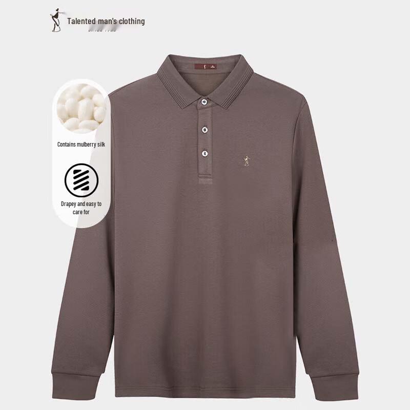 TRIES Men s Lapel Long-Sleeve Polo T-Shirt XL (50)