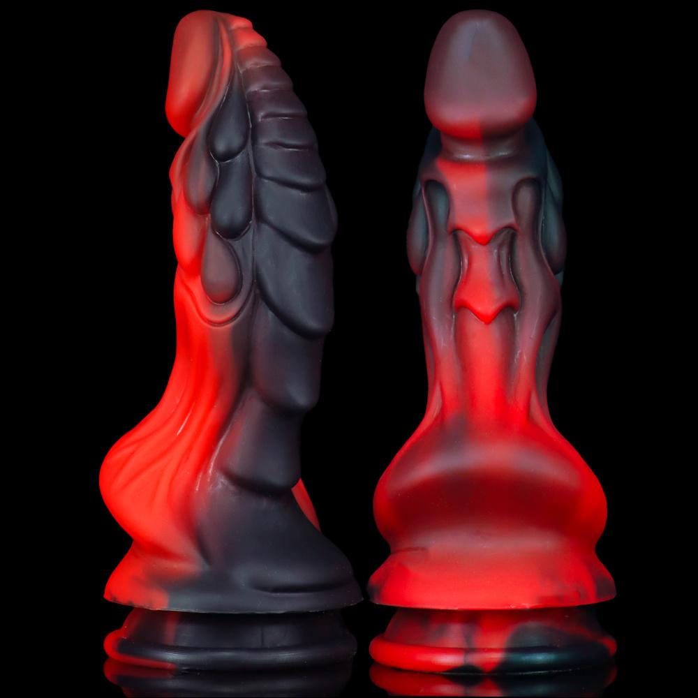 Black Unicorn Mixed Color Liquid Silicone Big Penis Simulation Posterior Anal Plug Fake Penis Adult Products