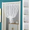 1 ks Poloviční záclona Minimalistická Bílá Krajka Dveře Kuchyň Krátká Záclona Okouzlující Střapec na Hlavě Bez Vrtání Květinová Průsvitná Dekorace Skříně