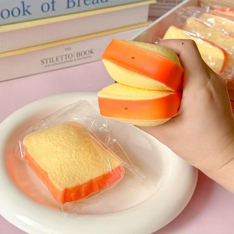 Simulated Toast Non-Bounce Stress Ball 1Pcs Finger Suction Food Shaped Fidget Toy for Portable Travel Anxiety Relief