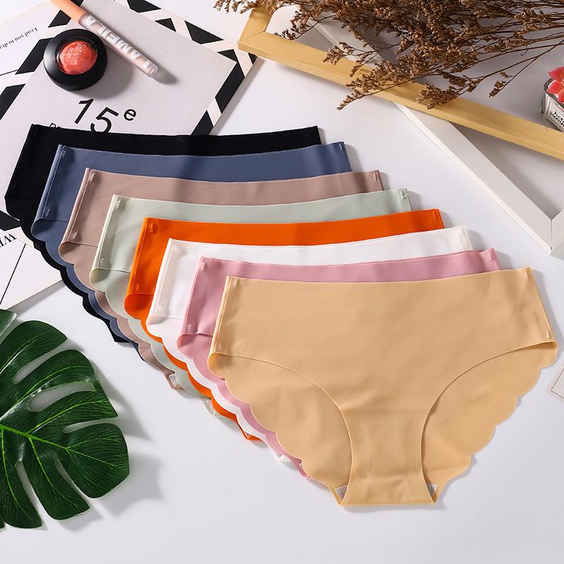 2 Stück/Set M-XL Nahtlose Eis-Seide Sexy Damen Slips Pantys 7 Unifarben Atmungsaktive Pantys Unterwäsche Für Mädchen Dessous