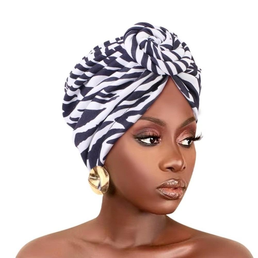 Knotted Style Twist Knot Turban Hat Pleated Floral Head Wrap Islamic Headband Women Headwear