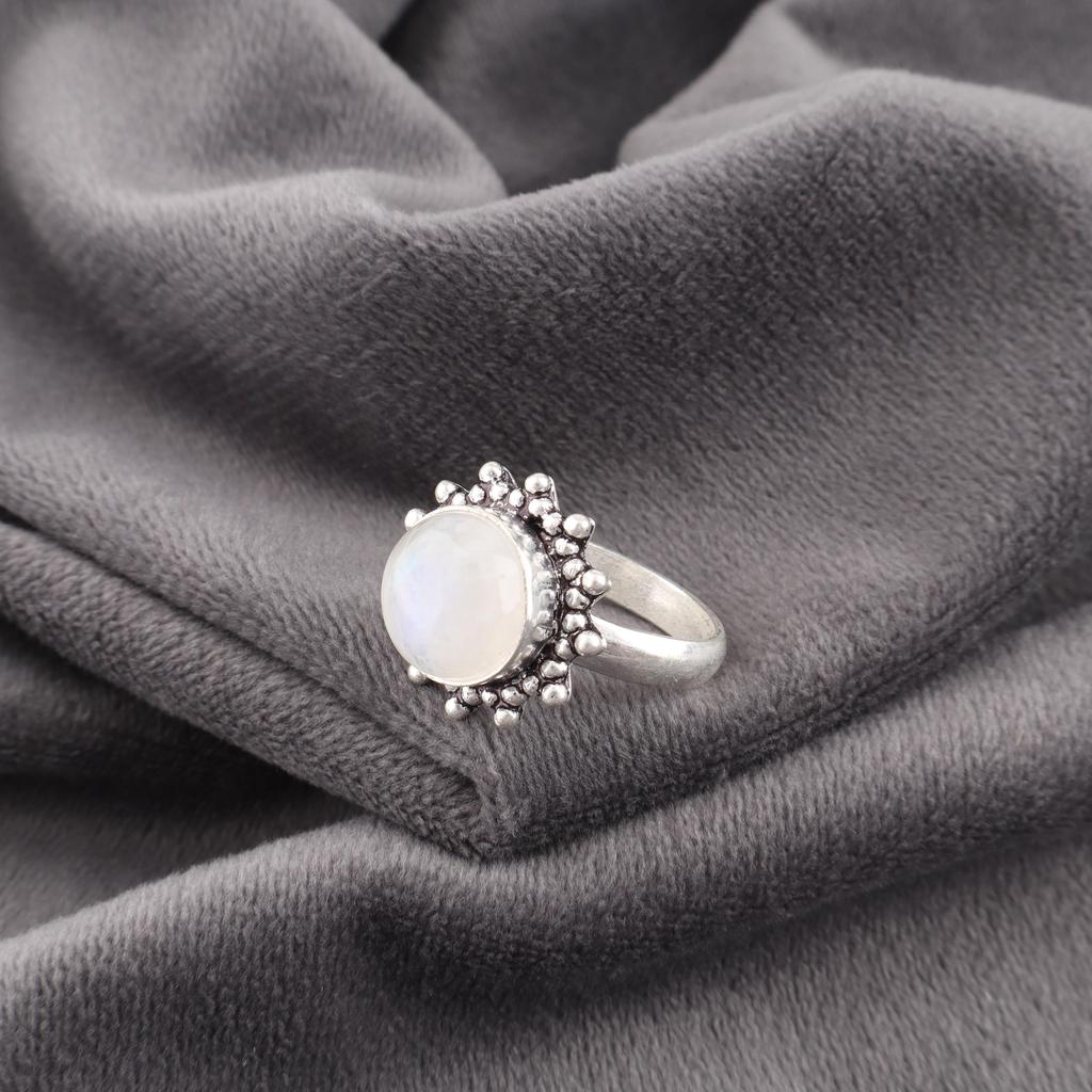 Rainbow Moonstone Jewelry, 925 Solid Sterling Silver Ring , Handmade Gemstone Jewelry Ring For Memorial Day