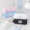 Korean Polka Dot Puffy Pencil Case with Handle Large Capacity Pencil Pouch Portable Storage Bag Makeup Bag Stationery Organizer