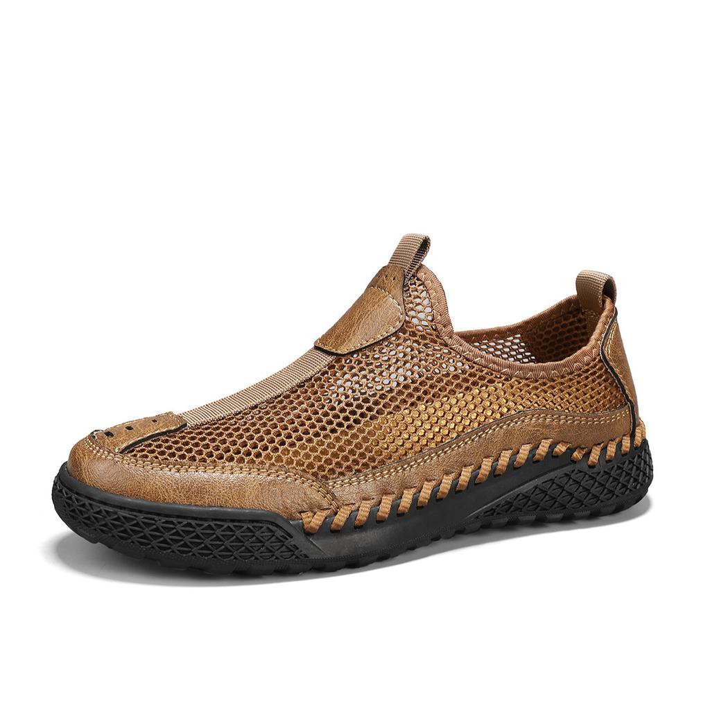 Mesh shoes men's summer explosion one pedal lazy casual shoes men's hollow breathable seam bottom non-slip soft bottom hole shoes