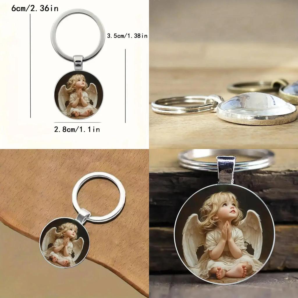 Small Angel Keyring With Time Gem Jewelry Silver Zinc Alloy For Special Occasions
