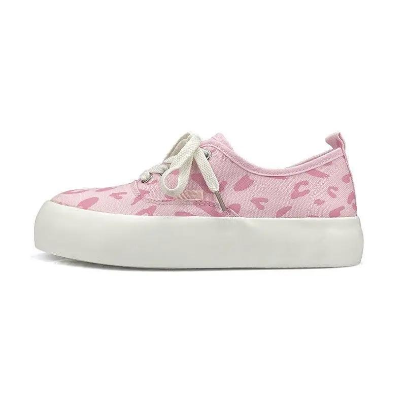 Fashion High on Platform Women's Shoes Pink Lace Up Canvas Female Footwear Shoe New in Offer Y2k Fashion Autumn Comfortable and Elegant