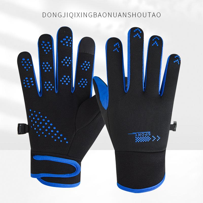 Men and Women Same Style Plush Warm Gloves for Winter Cold and Windproof Outdoor Sports Anti Slip Touch Screen Riding Gloves