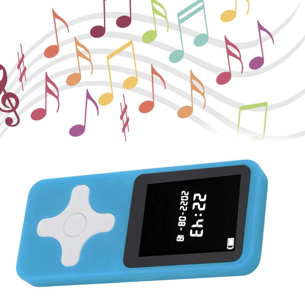 MP3-Player mit Bluetooth, Musik-Player mit UKW-Radio, Wecker, Aufnahme, Digitaler Audio-Player mit HiFi-Sound-Lautsprecher, 128 GB erweiterbar (BLAU)
