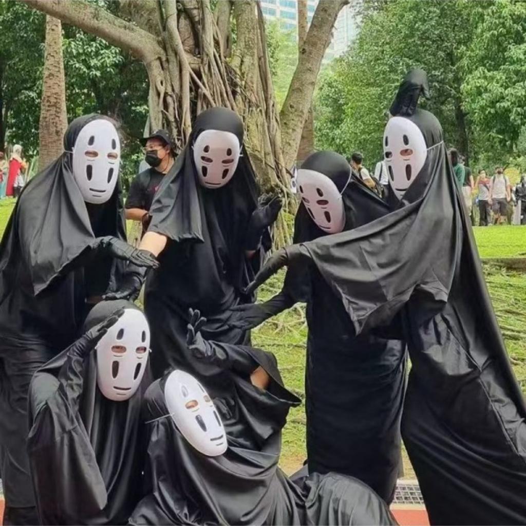 Japanese No Face Man Cosplay Costume Unisex Halloween Anime Carnival Party Adult Clothing Including Ghost Mask Gloves Comic Con