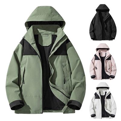 Herren Colorblock Outdoorjacke Paar Freizeit Sport Bergsteigen Camping Lockerer Mantel
