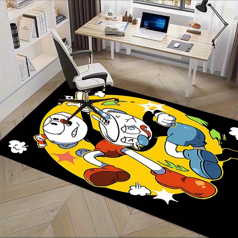1pc Cuphead",Mugman",Art" Office Carpet Soft Polyester Non Slip Machine Washable Indoor Carpet Livin