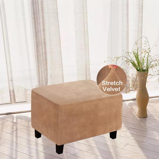 Samt-Rechteckbezug für Ottomane, elastisch, quadratisch, für Fußhocker, Sofa, Schonbezug, Fußstütze, Stuhlhussen, Möbelschutzbezüge