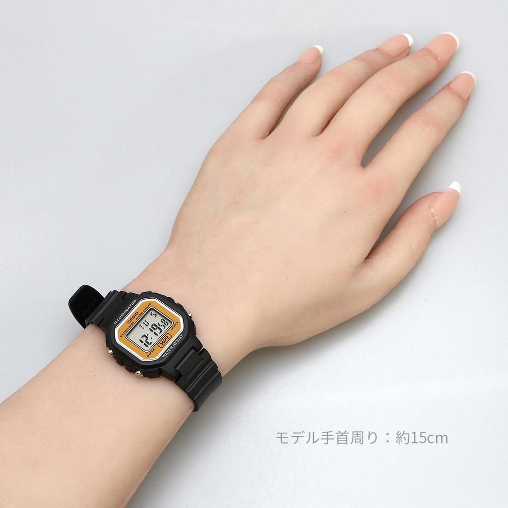 Casio LA-20WH-9A Digital Watch for Women and Girls, Black and Orange, International Model [Parallel Import]