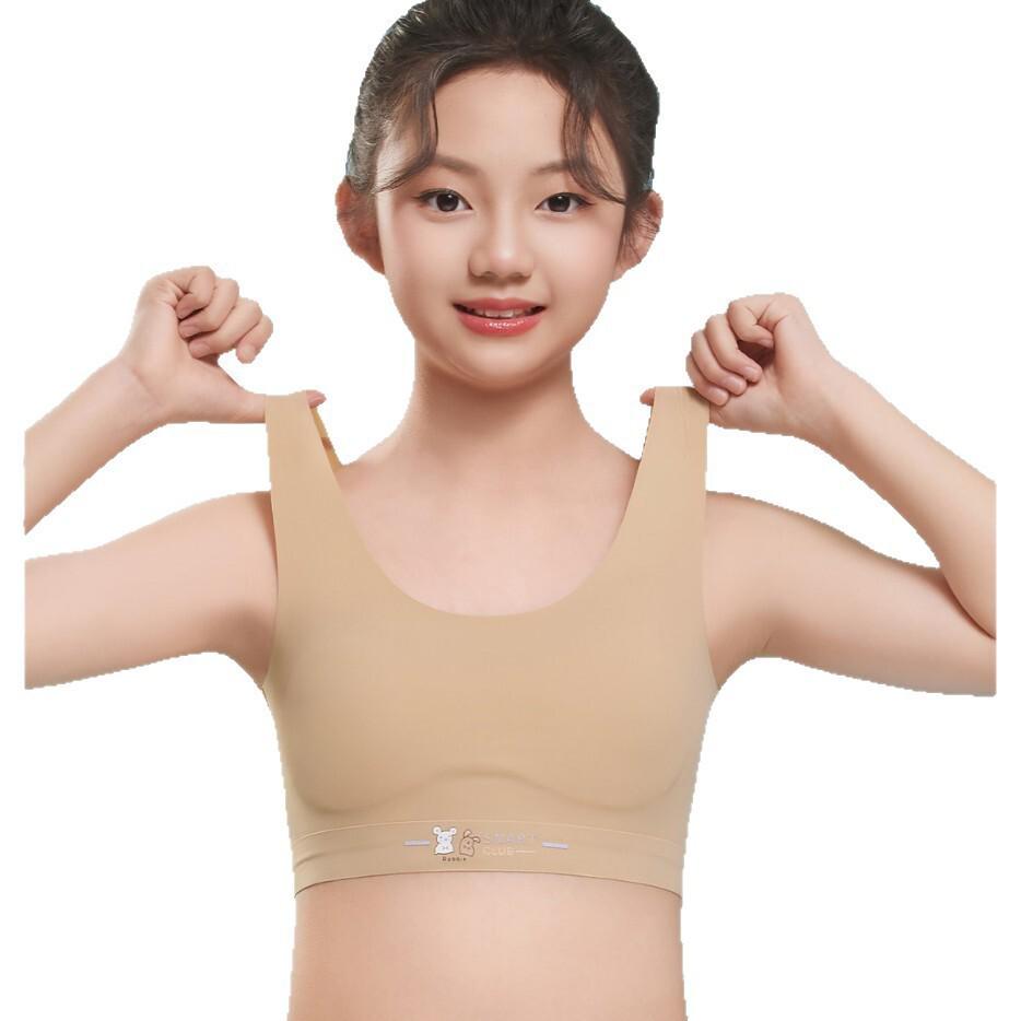 Reggiseno da Allenamento Senza Cuciture con Coppe Fisse per Ragazze - Comodo Top Sportivo Senza Spalline per Studenti delle Medie e Superiori